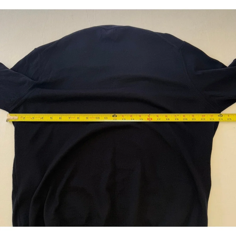 Black Brown 1826 Mens XL Merino Wool V-Neck Sweater Made in Italy Long Sleeve‎